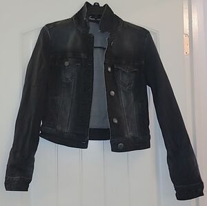 American Eagle Black Wash Denim Jacket Size Small Petite